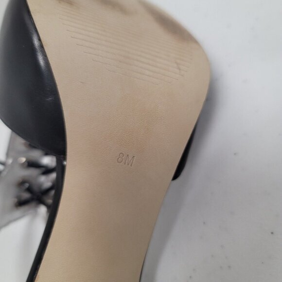 Guess Womens Lace Up Slingback Pumps Size 8 Black Leather Open Toe Goth Cocktail - Picture 9 of 16